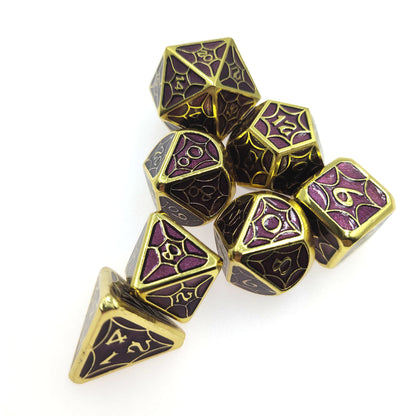 Jeu de dés à motif de pétale solide en métal jaune violet 