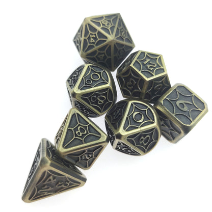 Bronze Metal Solid Petal Pattern Dice Set