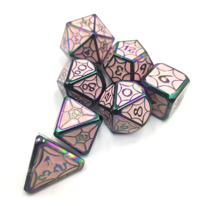 Colorful Pink Metal Solid Petal Pattern Dice Set