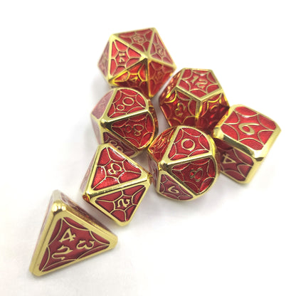 Golden Red Metal Solid Petal Pattern Dice Set