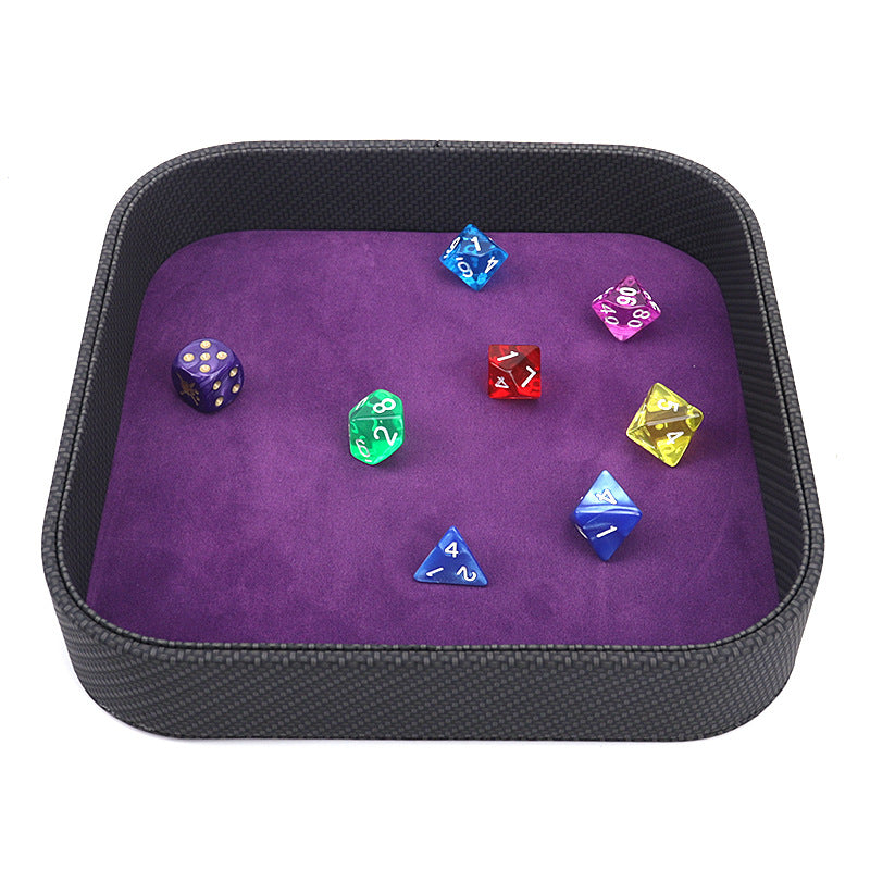 PU Leather Dice Tray Folding Square Dice Holder Tray for Dungeons and Dragons RPG Table Games, Purple
