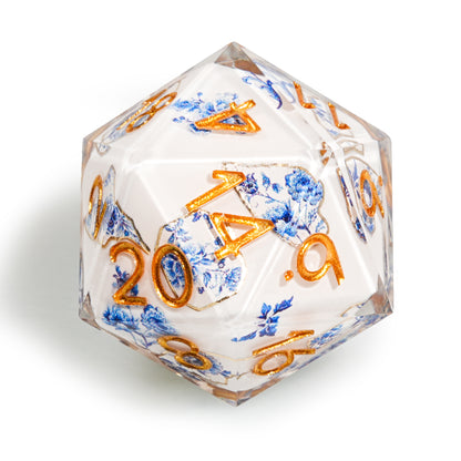 Resin Solid Blue and white porcelain flower Dice Set