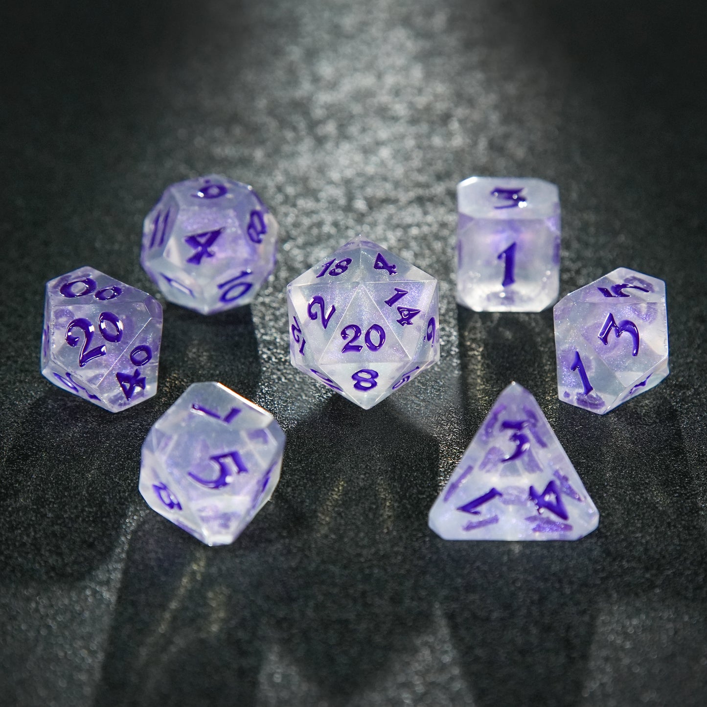 Ensemble de dés DnD D&amp;D avec rubans acryliques violets 