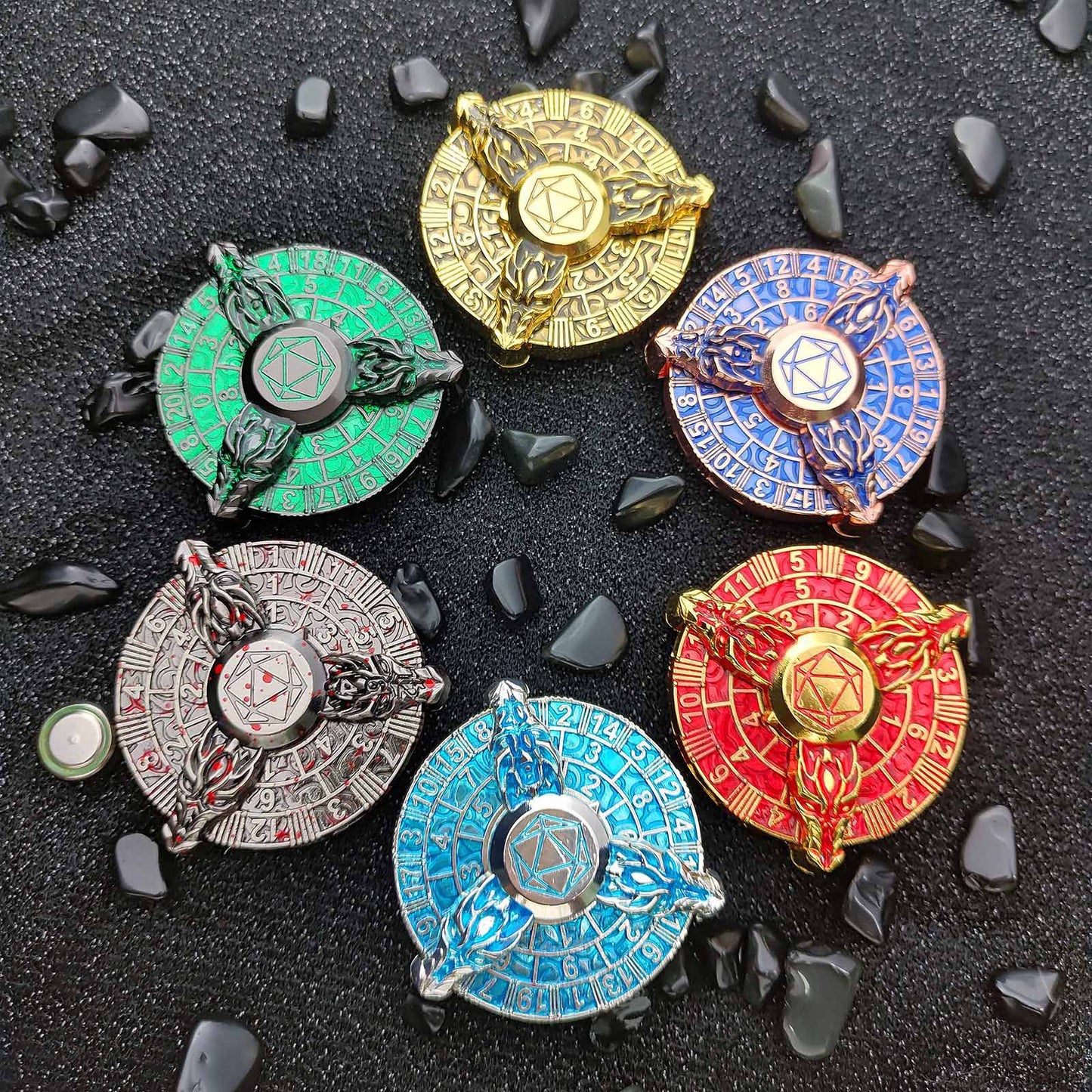 Donjons et Dragons Dice Spinner, Dés de roulette uniques, Ensemble de dés D&amp;D en métal