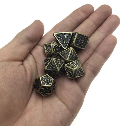 Bronze Metal Solid Petal Pattern Dice Set