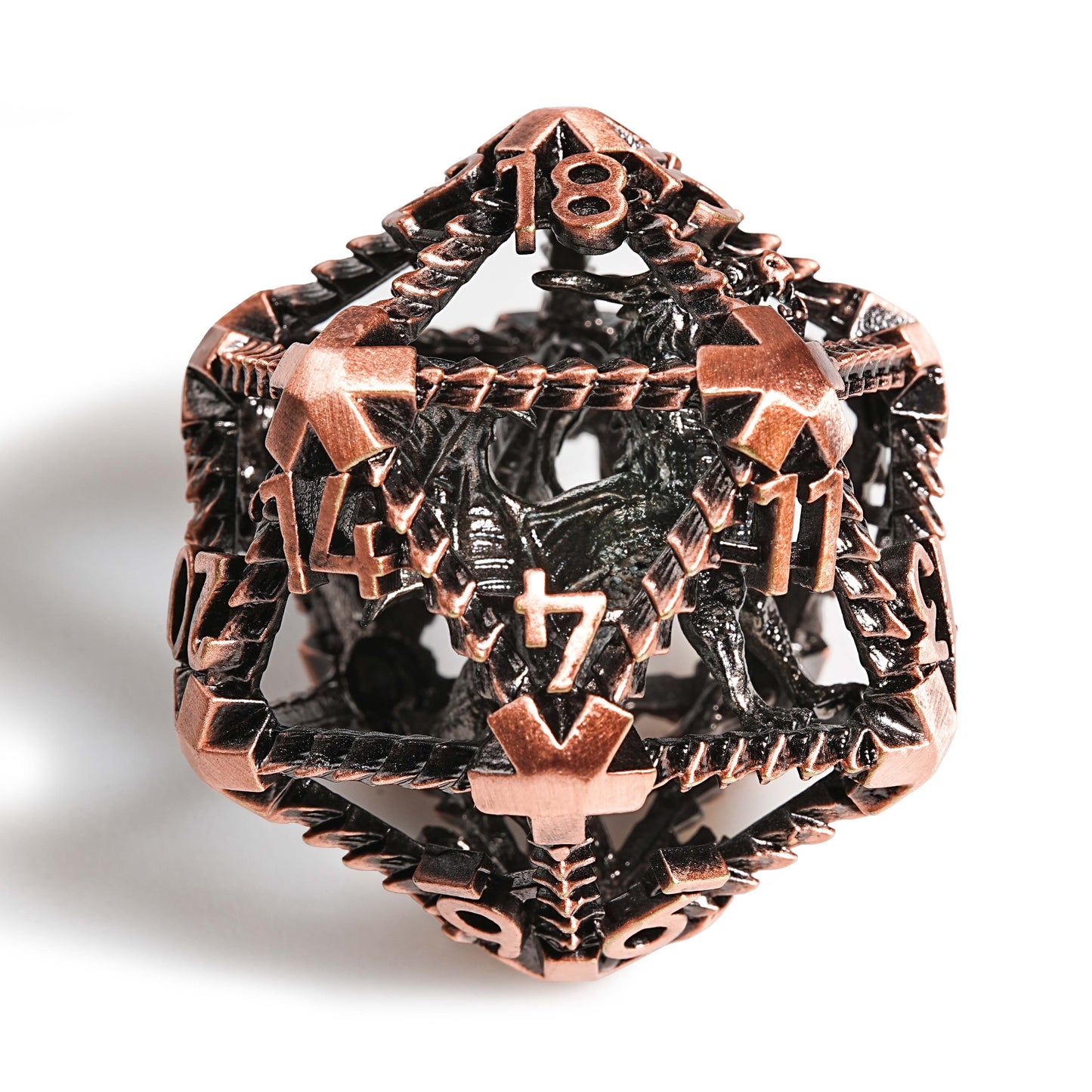 40mm Metal Hollow D20 Evil Dragon Dice Set, Available in 3 colors