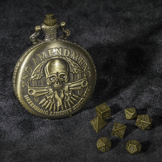 Skeleton clock + mini metal dice