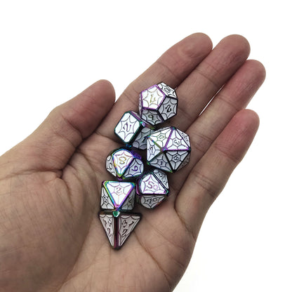 Colored metal solid petal pattern dice