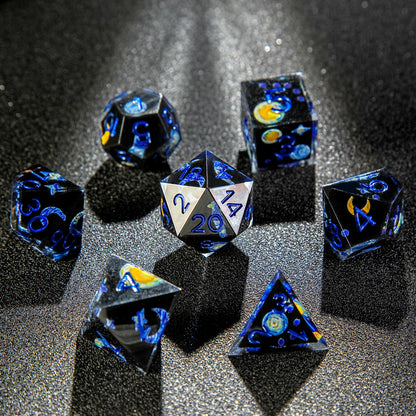 Black Resin Solid Van Gogh's paintings Dice Set