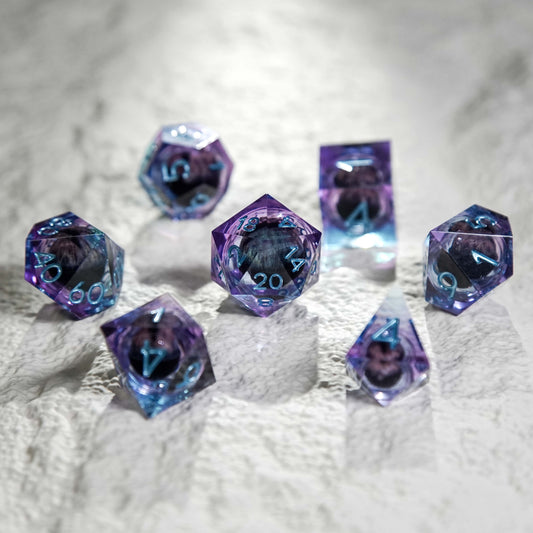 Dragon's Eye Resin Dice Set, Blue Purple