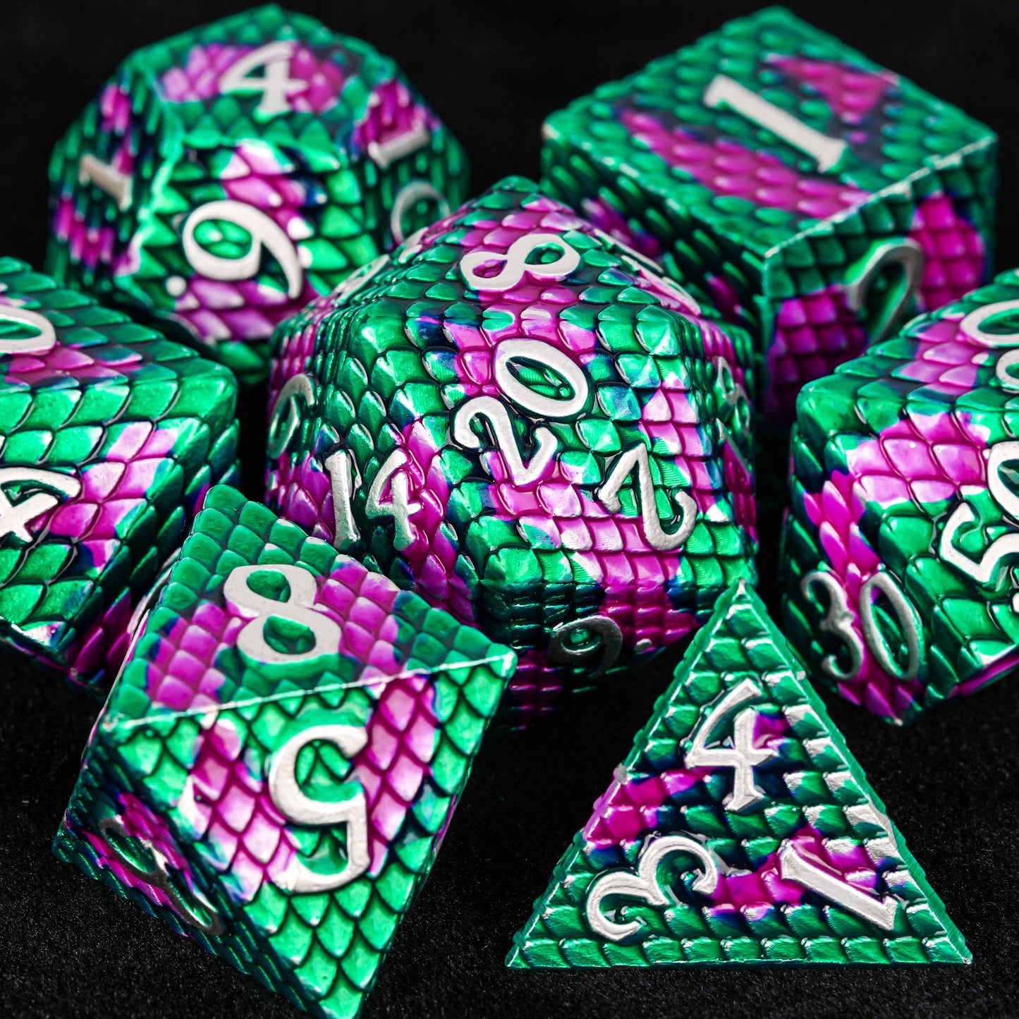 Dragon Pride Dice set + Green purple