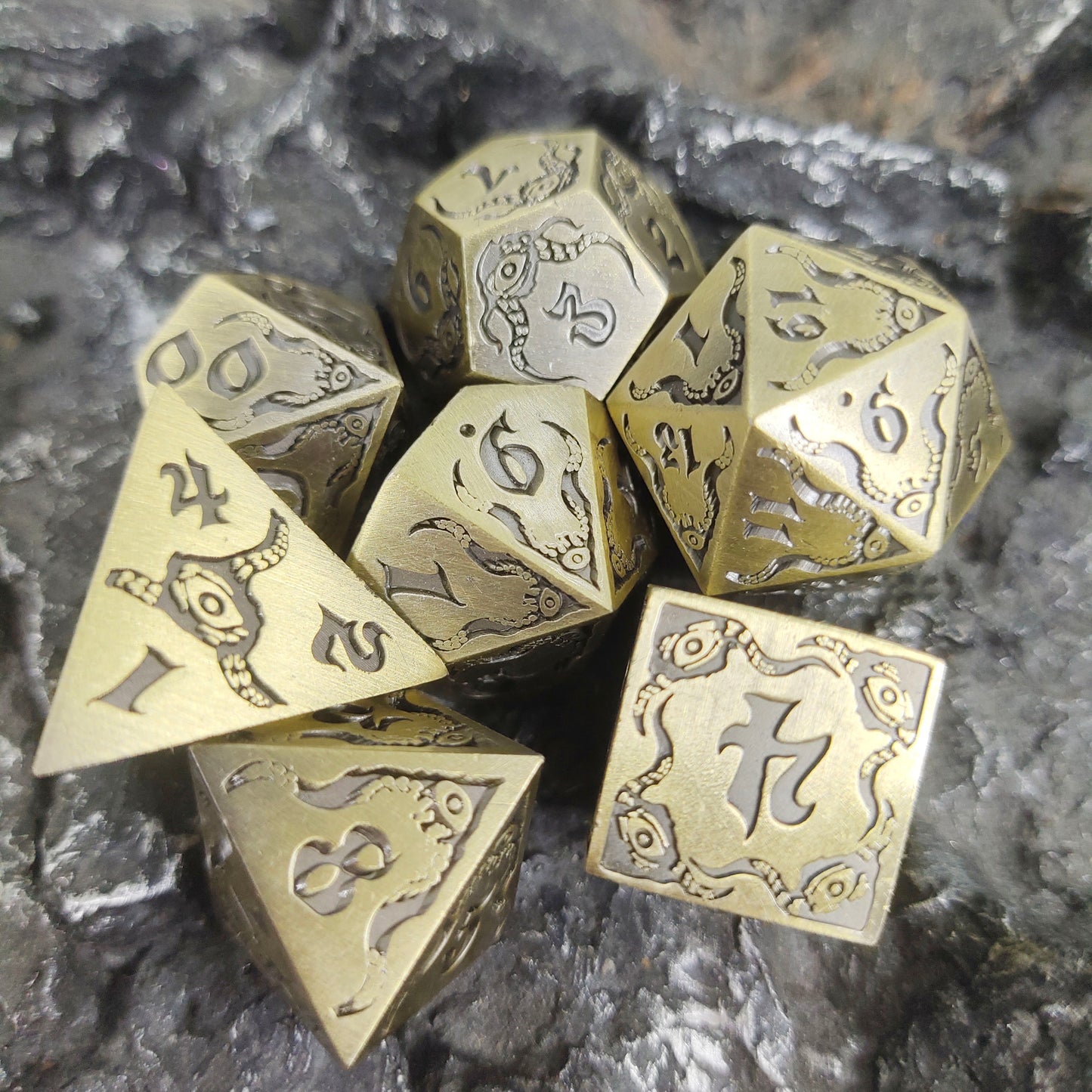 Metal demon Eyes Cthulhu dice combo