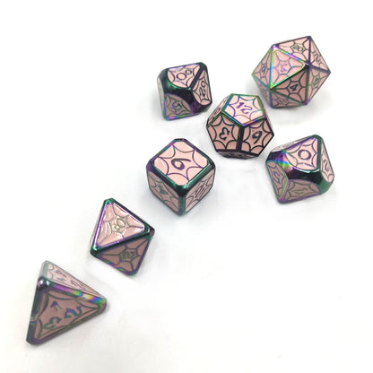 Colorful Pink Metal Solid Petal Pattern Dice Set