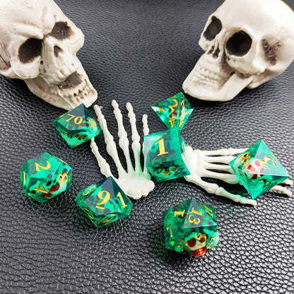 Green Skull Core Resin Dice Set