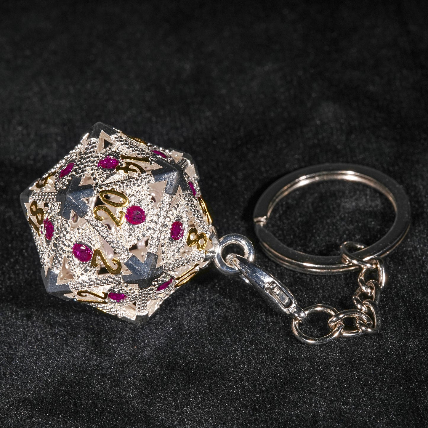 Pink gem metal dice cage + dice