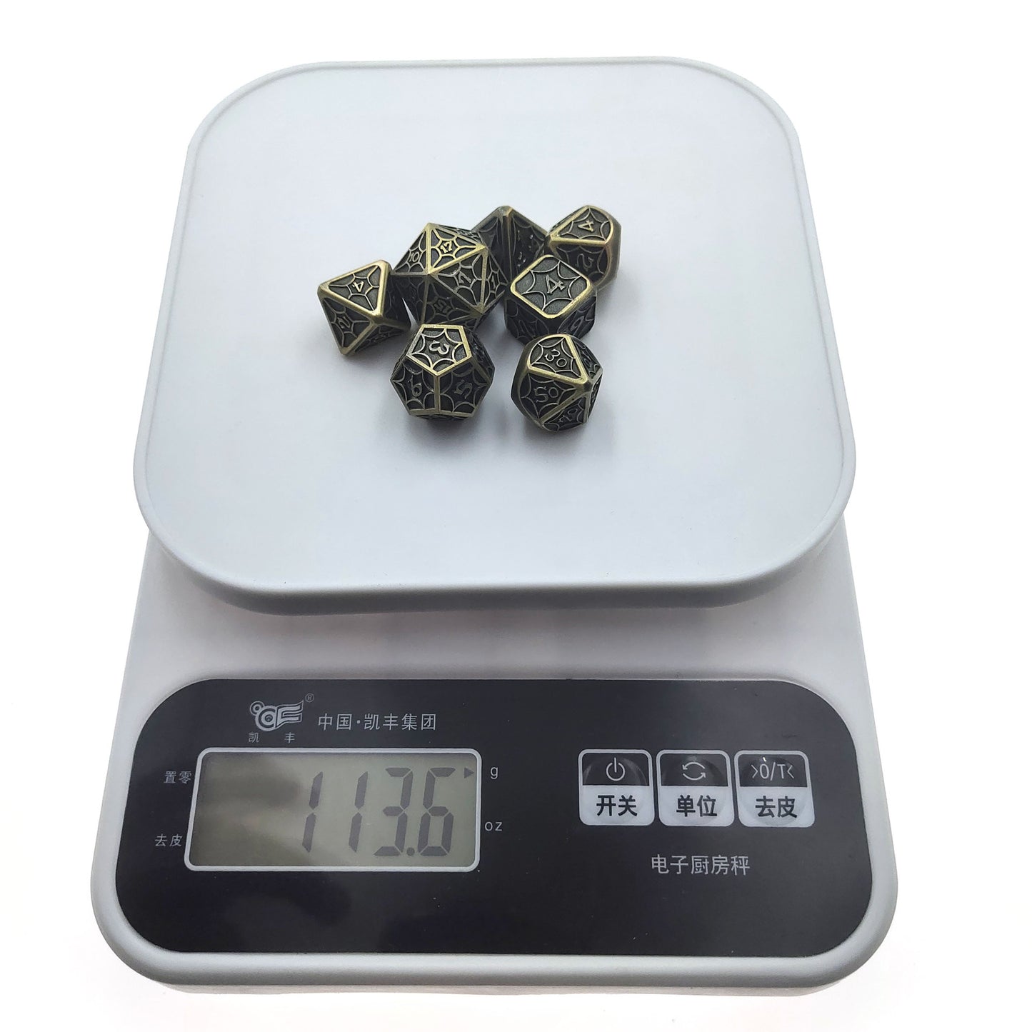 Bronze Metal Solid Petal Pattern Dice Set