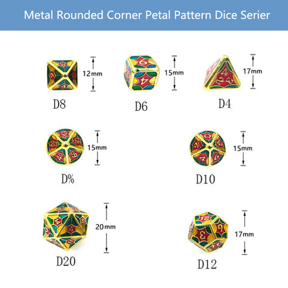 Colorful Black Metal Solid Petal Pattern Dice Set