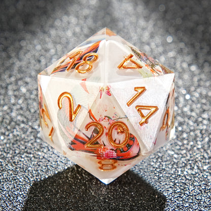 White Resin Solid Beijing opera Dice Set，Golden Numbers