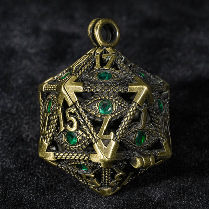 Emerald metal dice cage + dice