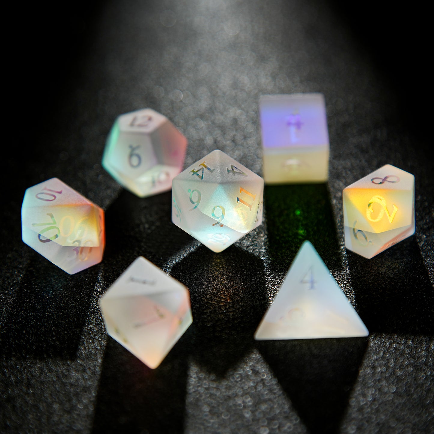 Colored Gemstone D&D dice set