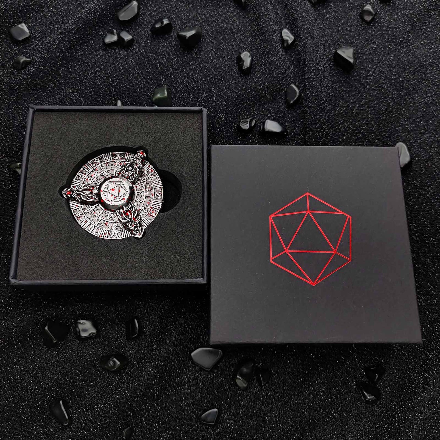 Dungeons and Dragons-Würfel-Spinner, einzigartige Roulette-Würfel, D&amp;D-Würfelset aus Metall mit DND-Würfelbox als Geschenk für Dungeons and Dragons-Rollenspiele (RPG), MTG, Pathfinder, Tischspiele, Brettspiele 