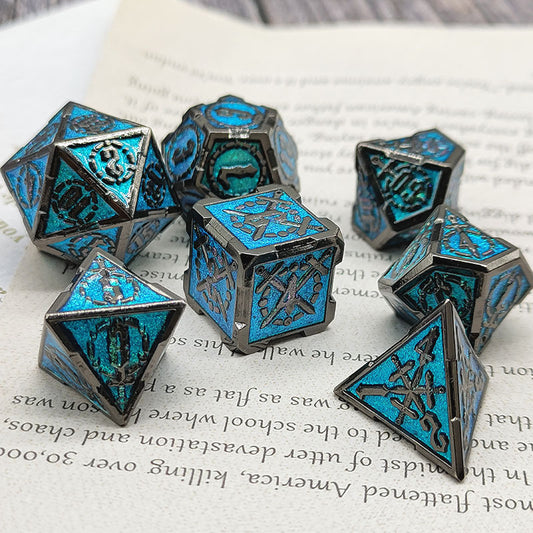 Metal Solid Sword Pattern Dice Set，Many Colors