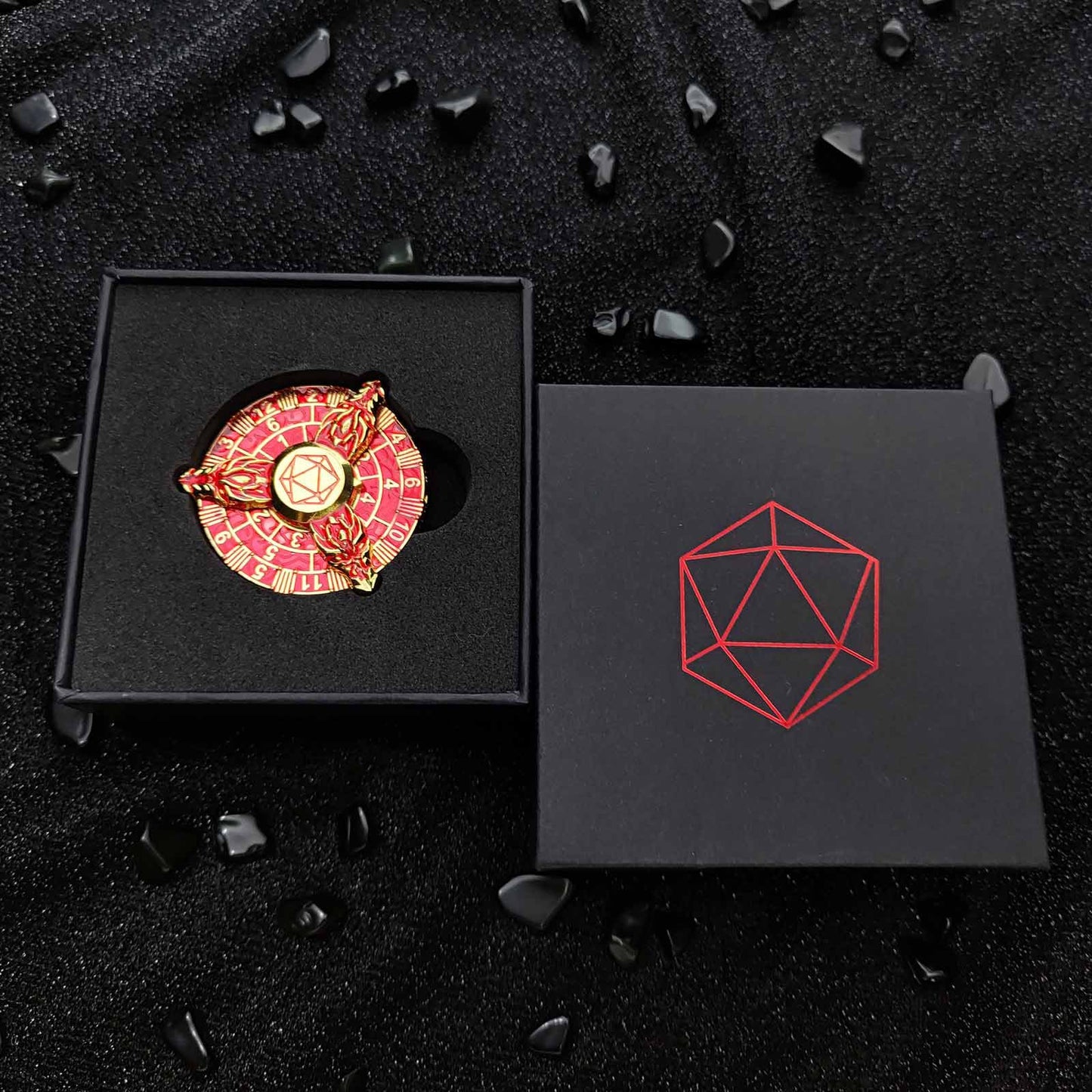 Donjons et Dragons Dice Spinner, Dés de roulette uniques, Ensemble de dés D&amp;D en métal