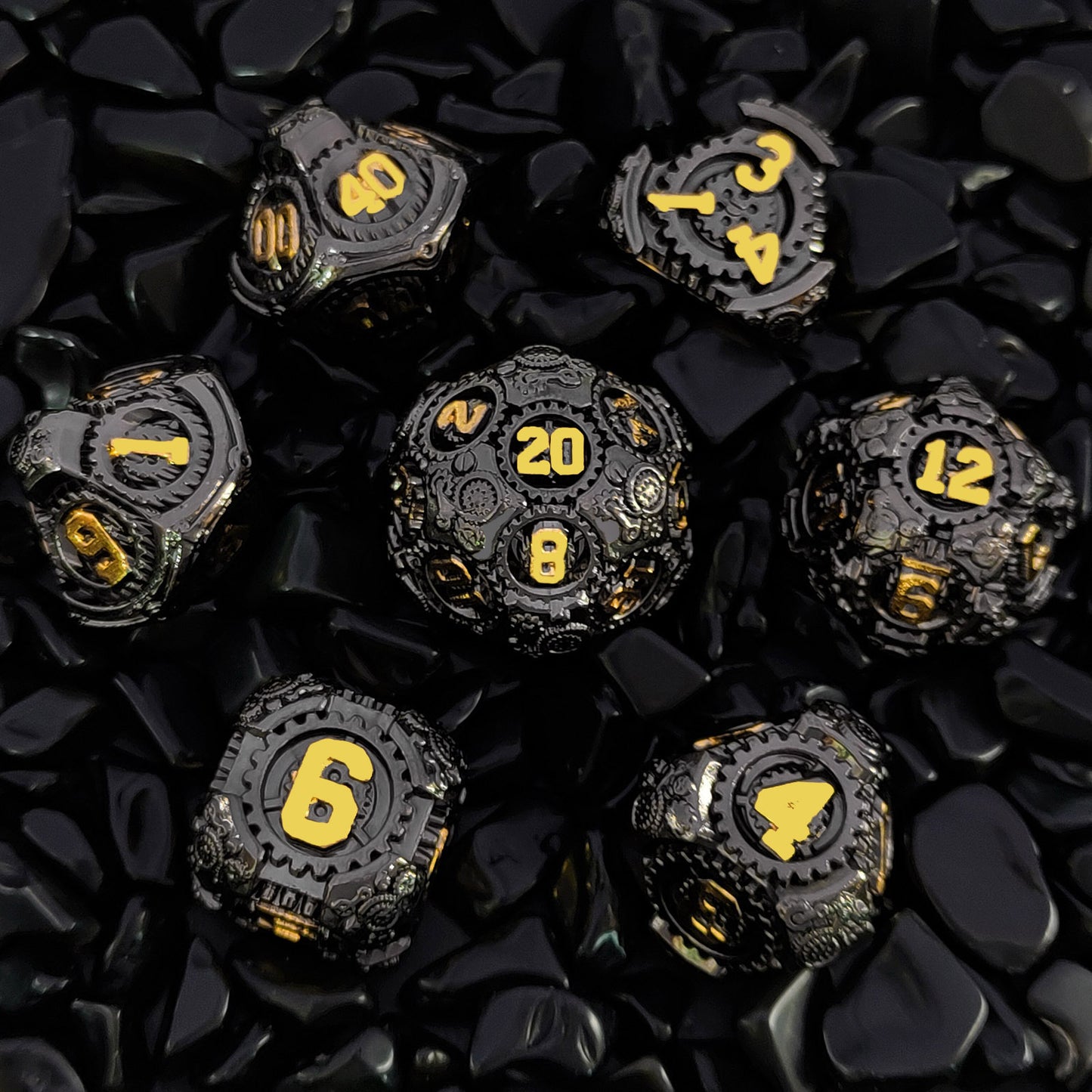 DND 7Pcs  Gear Metal Dice Set, Many Colors