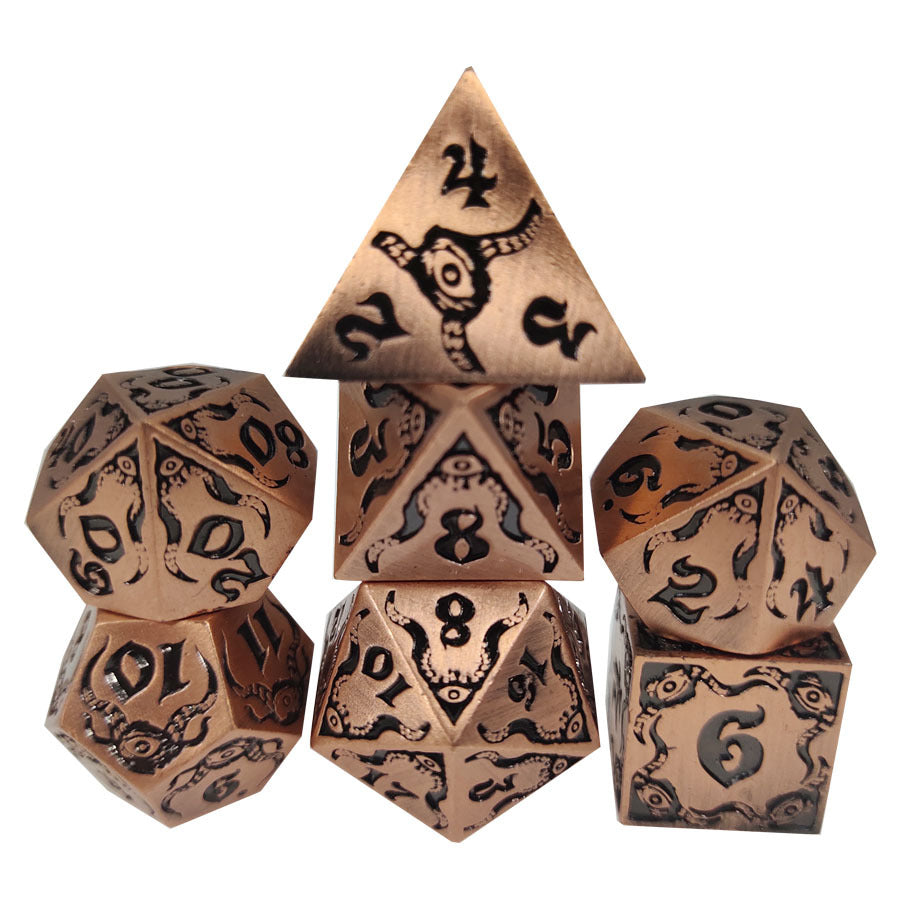 Metal demon Eyes Cthulhu dice combo