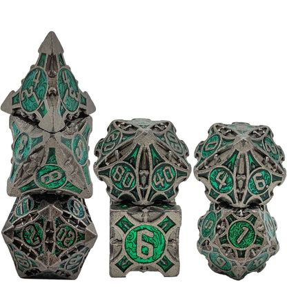 Jeu de dés flèches solides en métal, poudre de paillettes de Bronze vert 