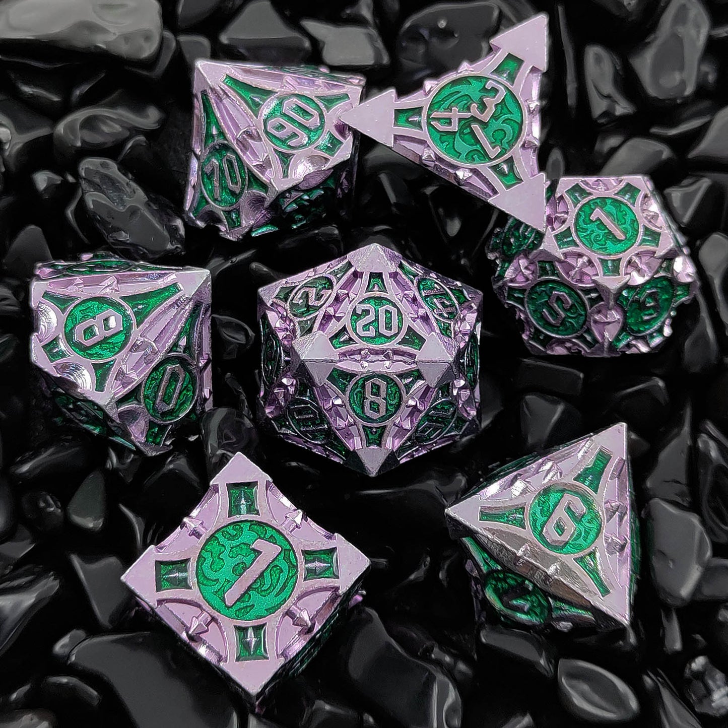 Metal Solid Arrow Dice Set, Many Colors