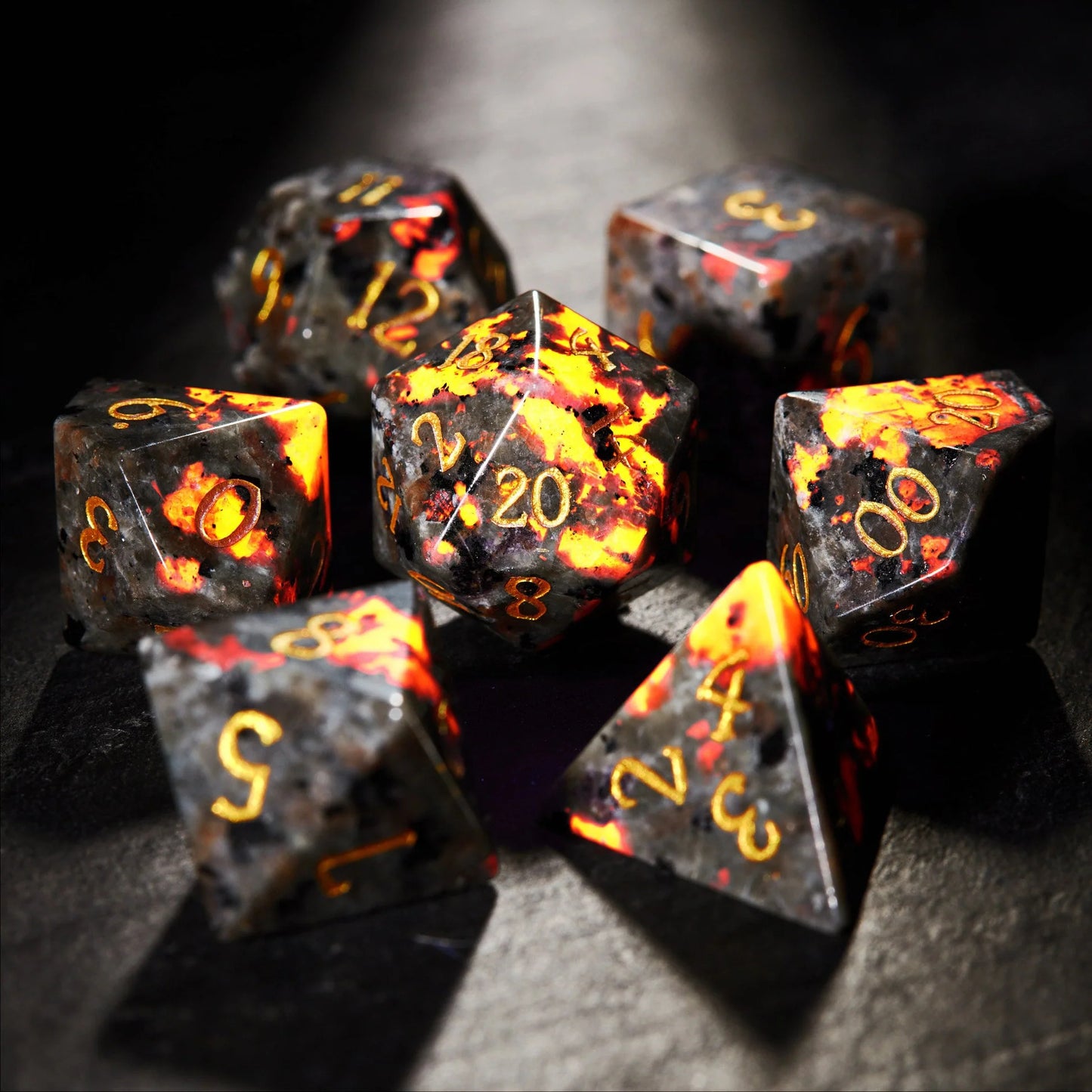 Flame Gemstone DnD D&D Dice Set