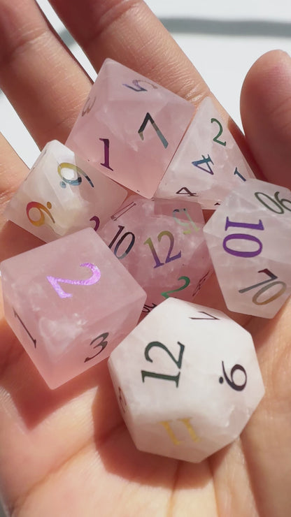 Pink Gemstone+Seven Colors Numbers D&D Dice Set