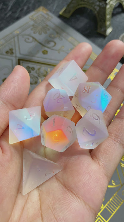 Colored Gemstone D&D dice set