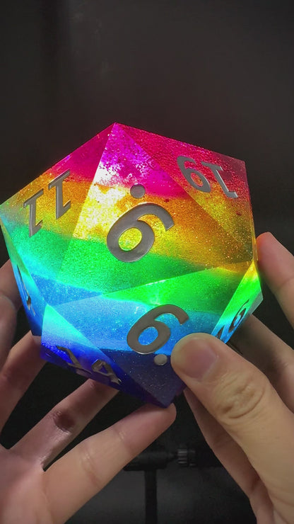 Oversized D20 Resin Solid Rainbow Dice 80mm~95mm