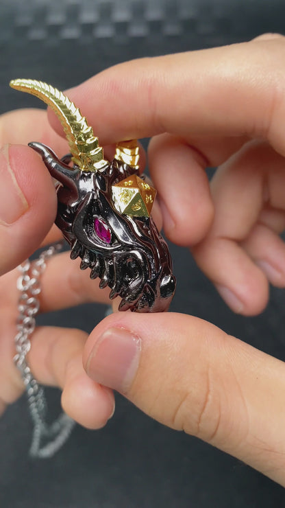 Dragon Head necklace + mini metal dice set